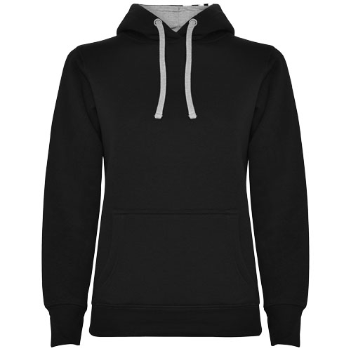 Sweat à capuche publicitaire Femme 280gr Urban ROLY Noir et Gris chiné